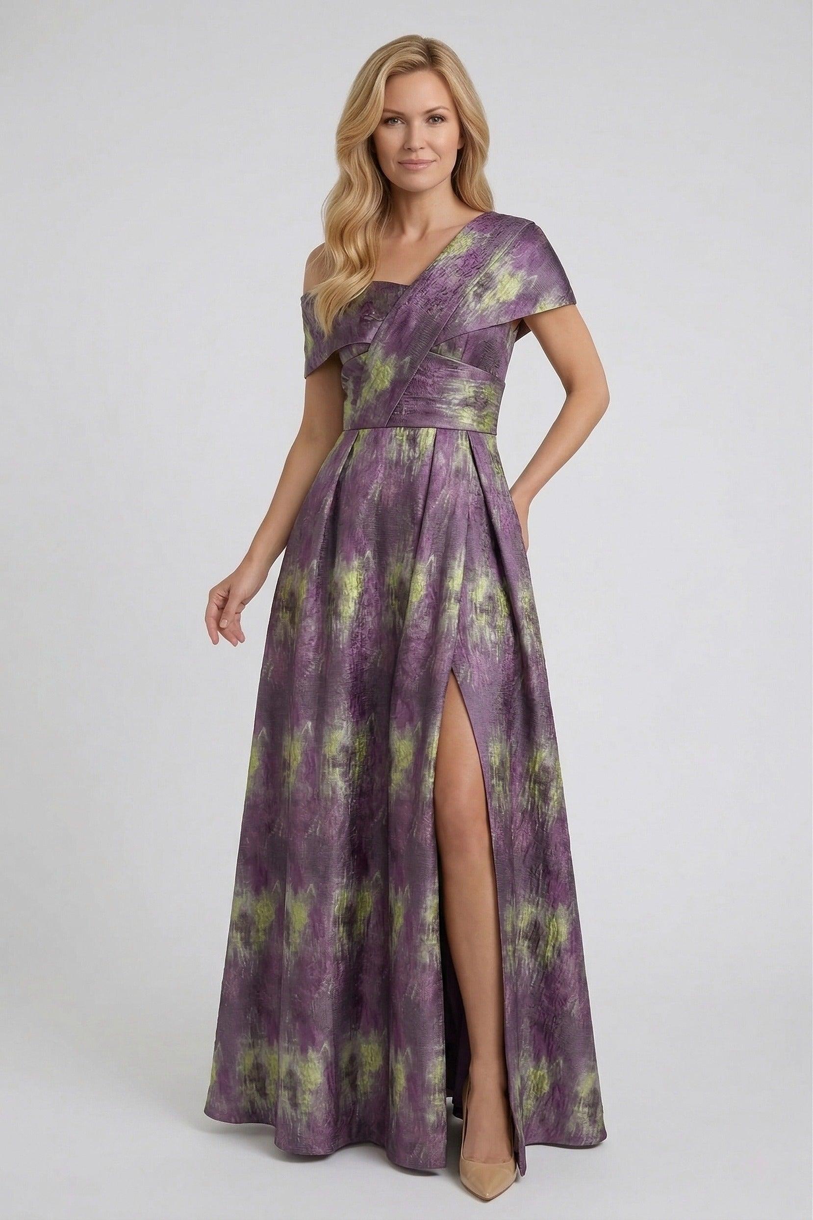 A-Line Floor Length Jacquard Mother of the Bride Dress CM0422 - Hot Fuchsia Floral - COCOMELODY